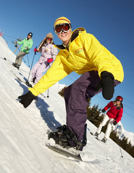 Snowboarding near Jindabyne in the Snowy Mountains, NSW Australia