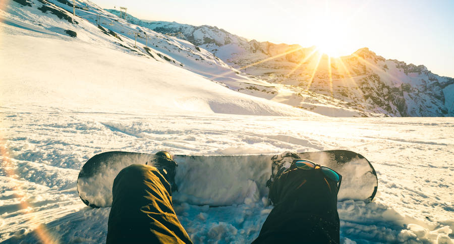 Snow Boarder taking a break